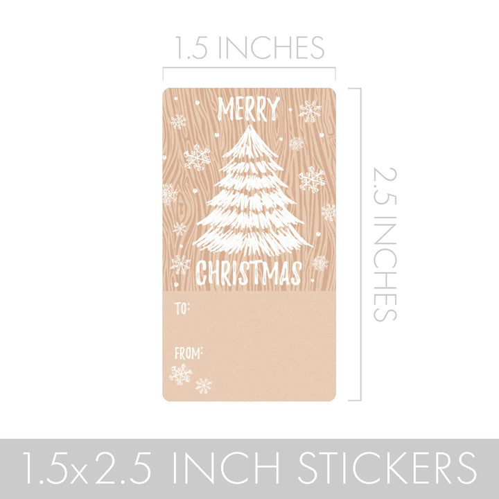 Christmas Gift Tag Stickers: Classic Woodgrain Rustic – 75 Labels - Distinctivs Party