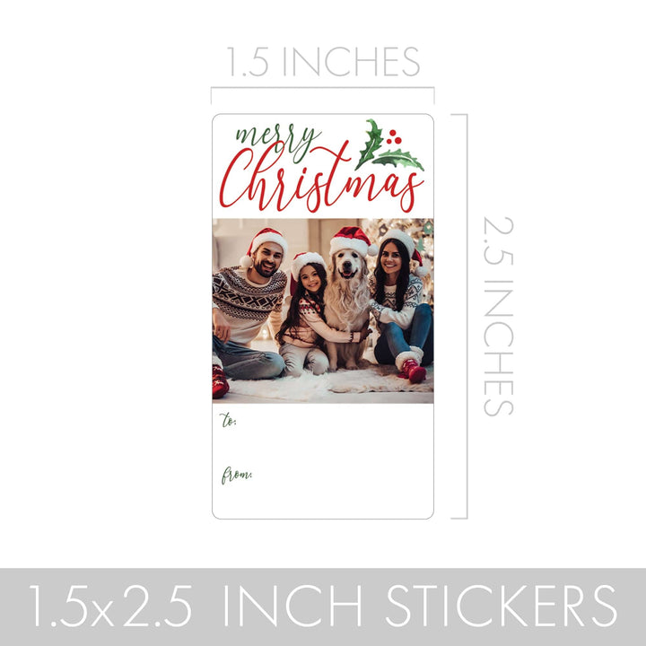 Christmas Gift Tag Stickers Personalized - Custom Photo Christmas Labels - 75 Count