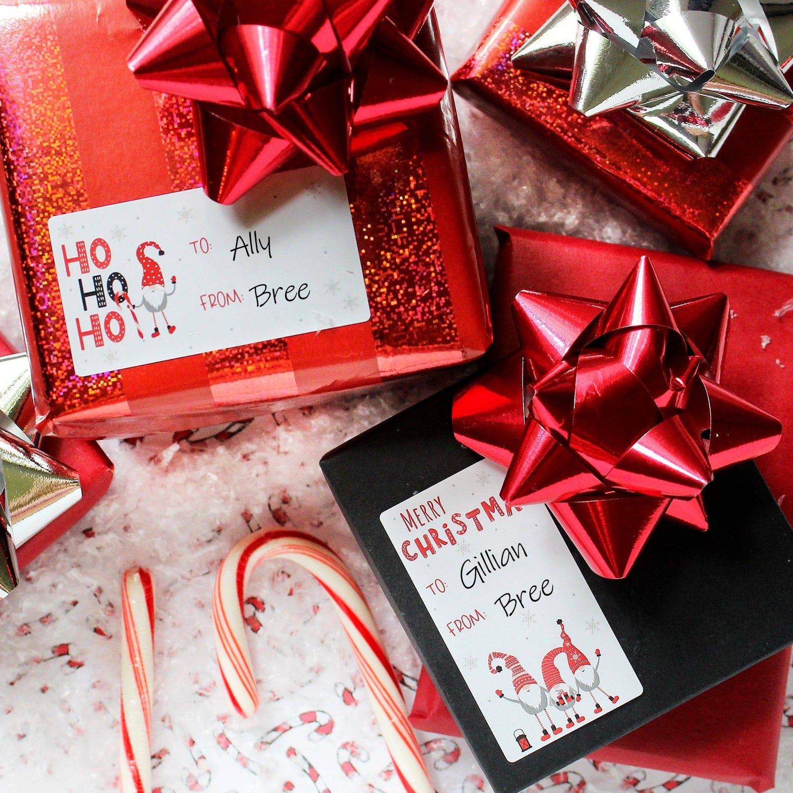 Christmas Gift Tag Stickers: Whimsical Gnome Holiday - 75 Stickers - Distinctivs Party