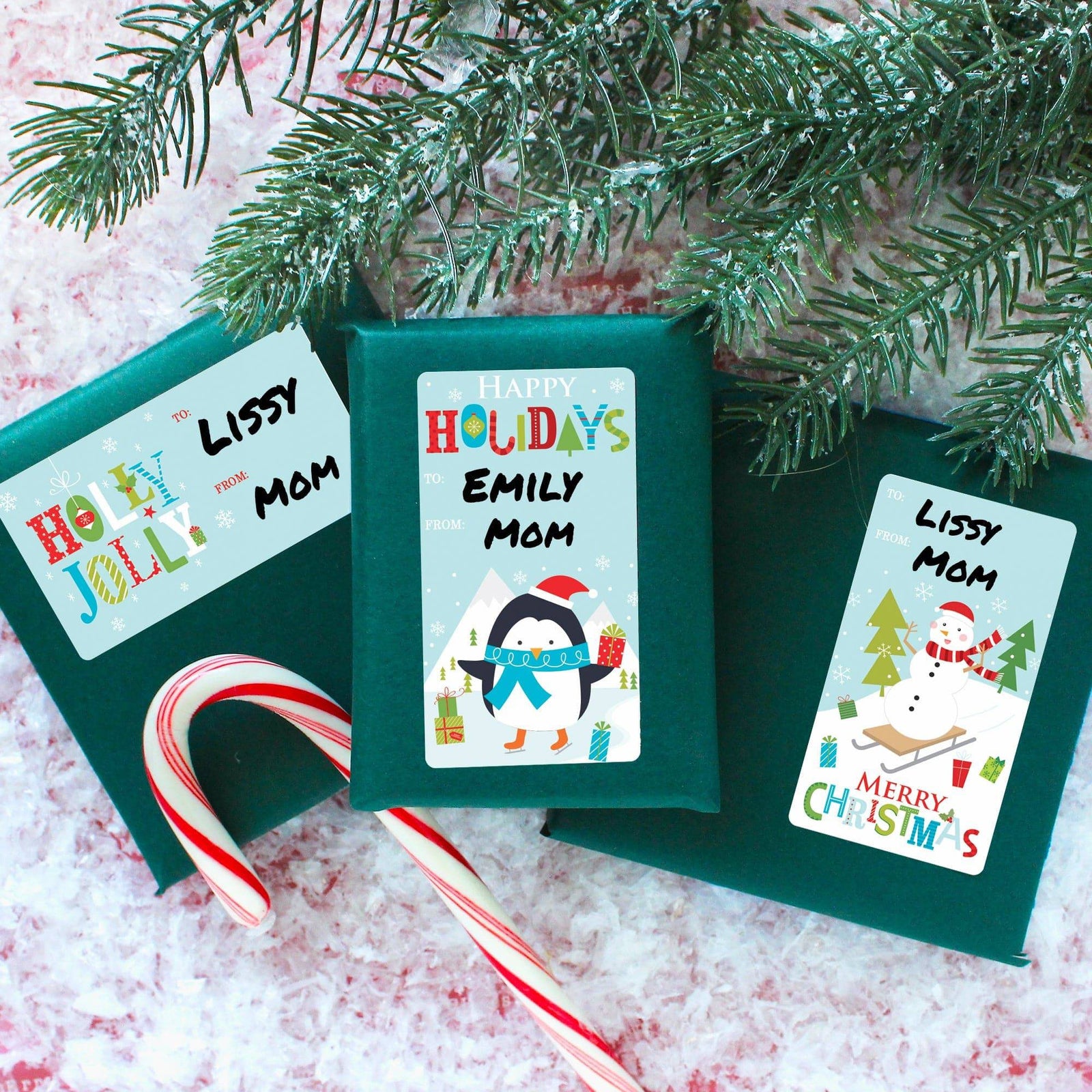 Christmas Gift Tag Stickers: Whimsical Holiday Fun - 75 Stickers - Distinctivs Party