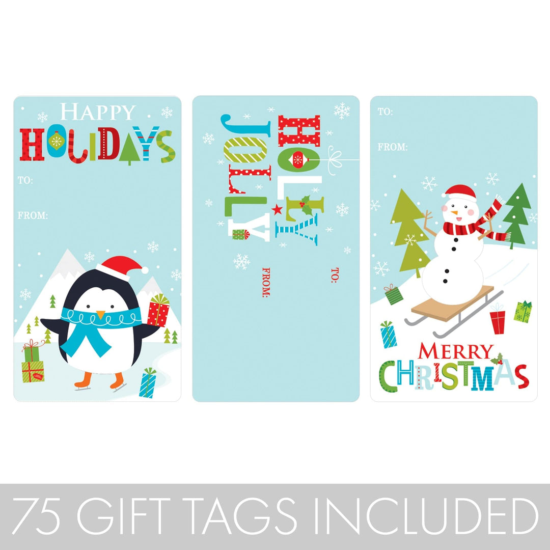 Christmas Gift Tag Stickers: Whimsical Holiday Fun - 75 Stickers - Distinctivs Party