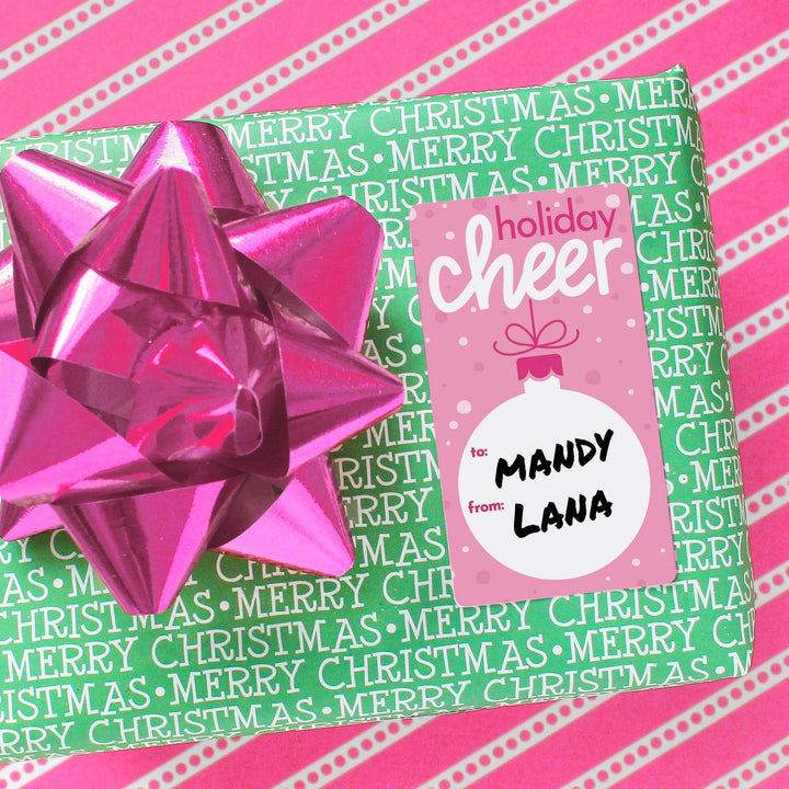 Christmas Gift Tag Stickers: Whimsical Hot Pink Christmas - 75 Stickers - Distinctivs Party