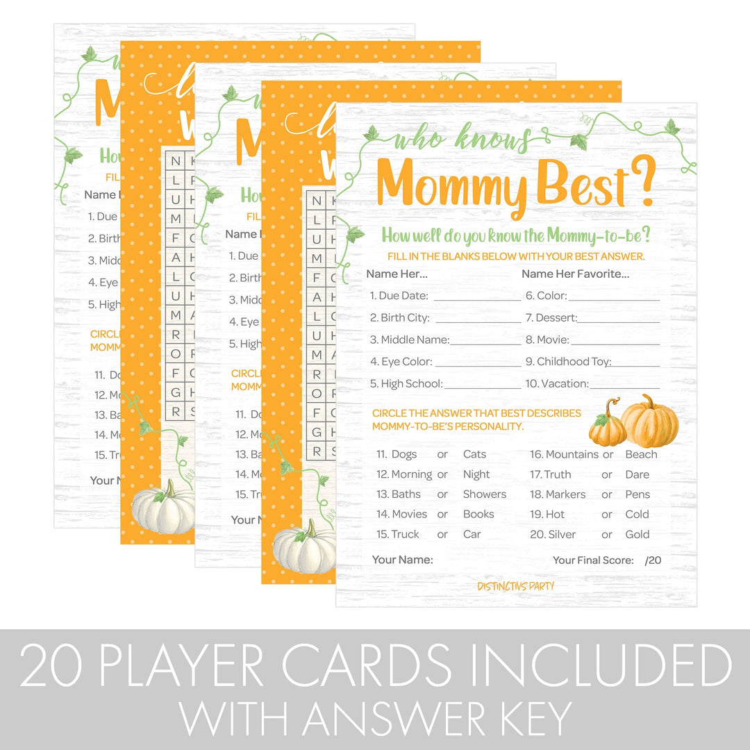 word party game who knows mommy best baby shower game icebreaker question cards baby shower games halloween theme pumpkin baby shower decorations boy