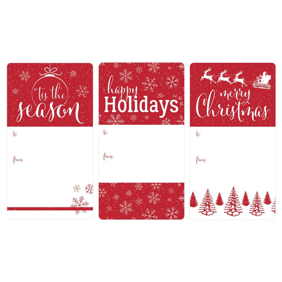 Classic Red Christmas Gift Tag Stickers - Traditional Christmas - 75 Labels