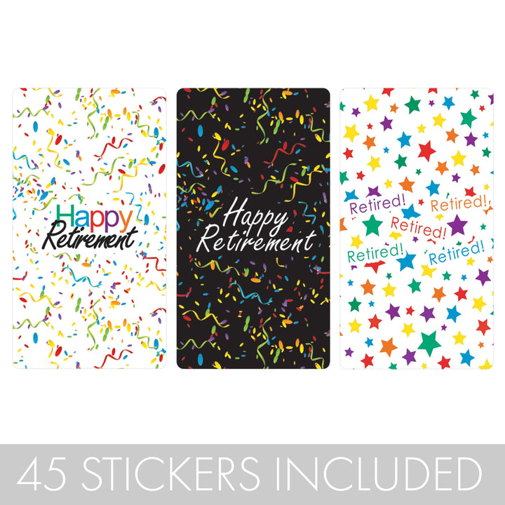 Colorful Retirement Party Mini Candy Bar Stickers - 45ct