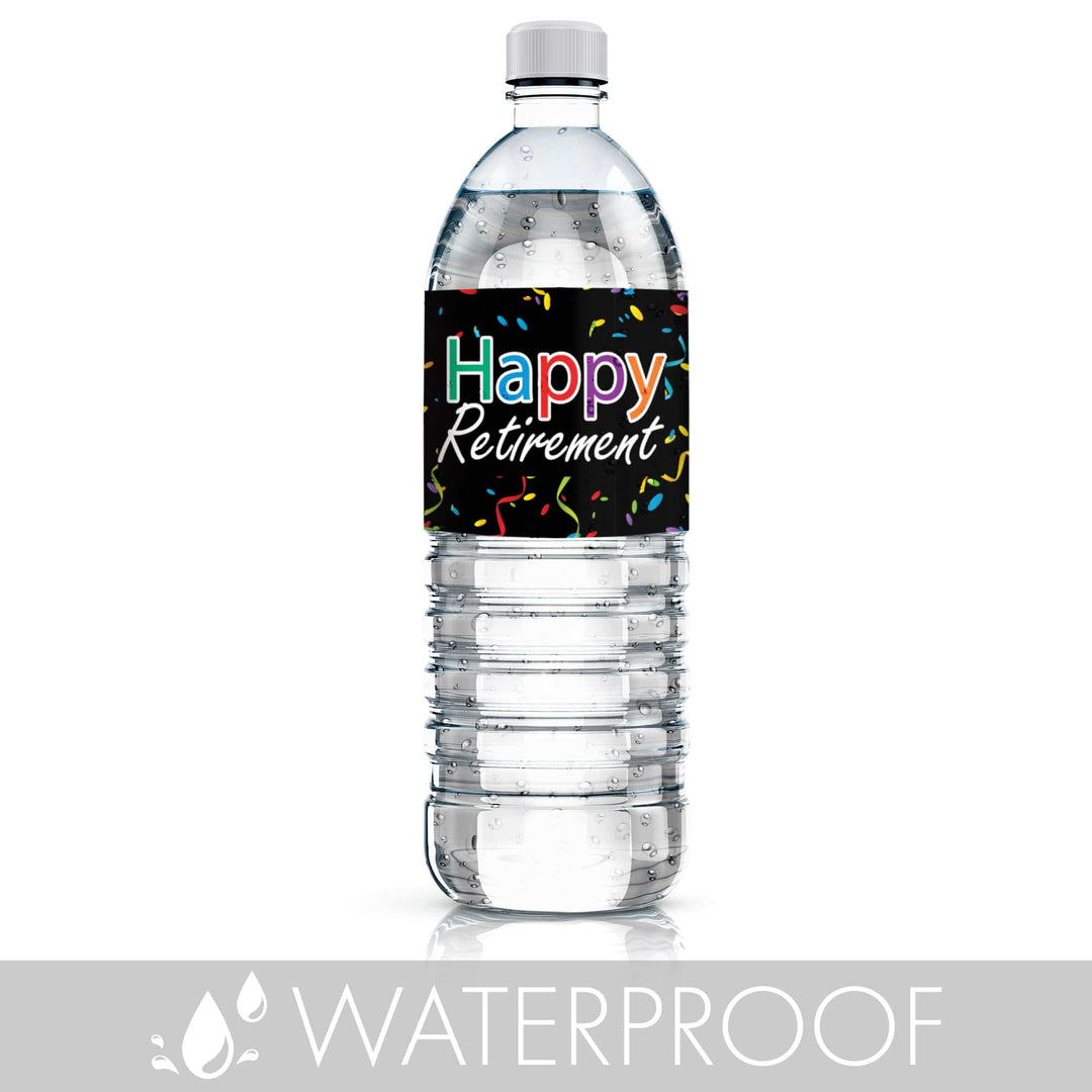 Colorful Retirement Party Water Bottle Labels - 24 Count