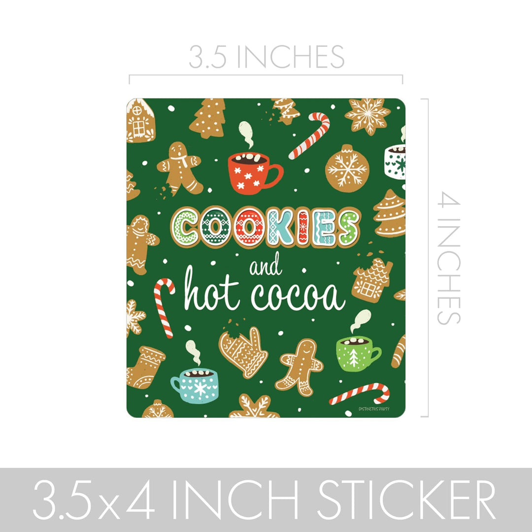 Cookies & Hot Cocoa - Christmas Party - Chip Bag and Snack Bag Stickers - 32 Stickers - Distinctivs Party