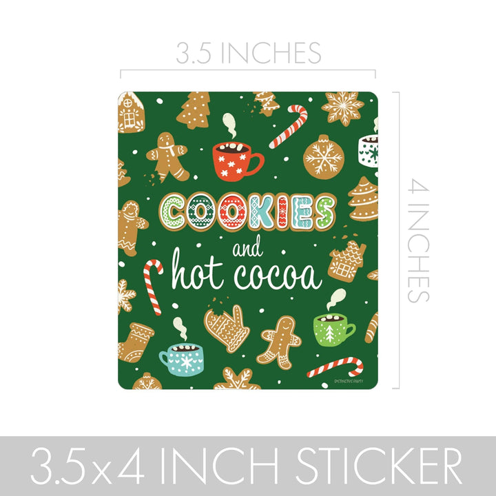 Cookies & Hot Cocoa - Christmas Party - Chip Bag and Snack Bag Stickers - 32 Stickers - Distinctivs Party