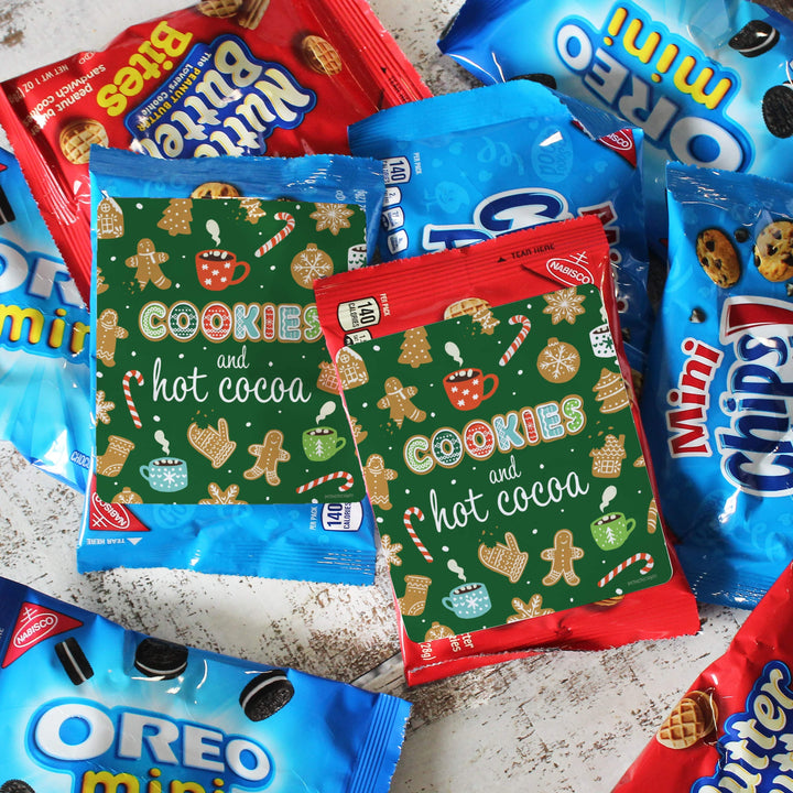 Cookies & Hot Cocoa - Christmas Party - Chip Bag and Snack Bag Stickers - 32 Stickers - Distinctivs Party