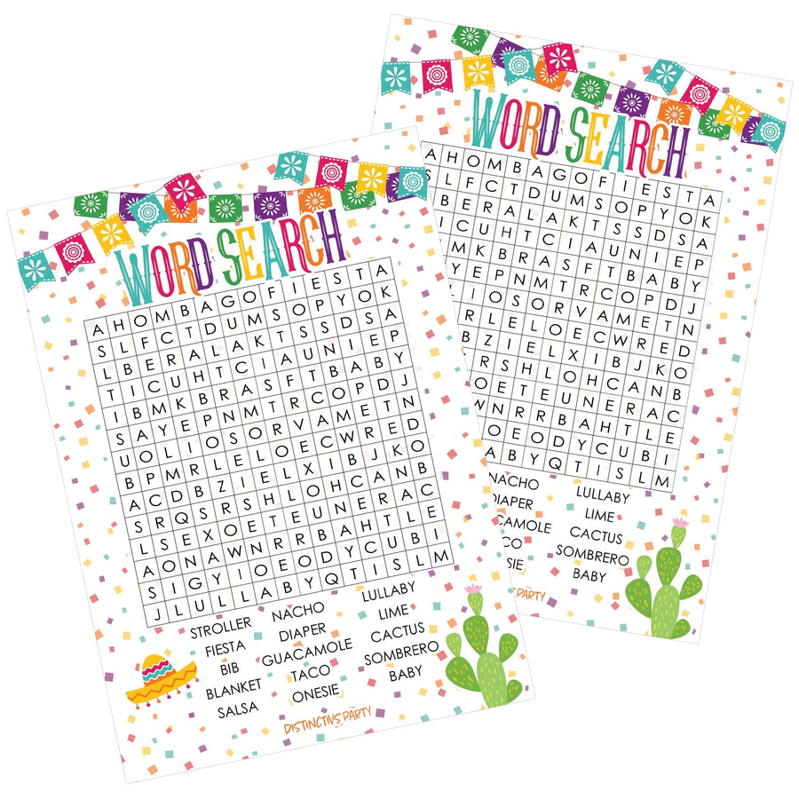 Copy of Word Search Baby Shower Party Game - Taco 'Bout a Baby Theme - 20 Player Cards