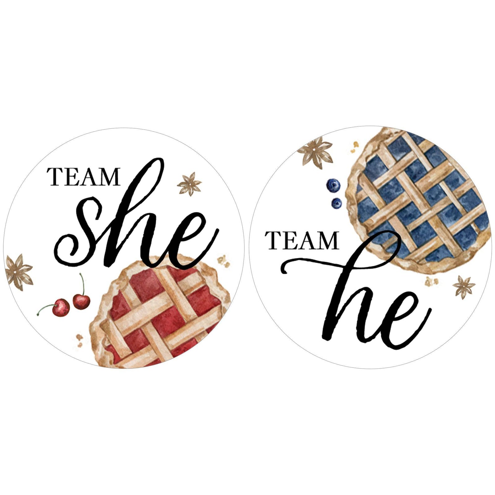 Cutie Pie: Baby Shower - Gender Reveal Party - Team She or Team He Stickers - 40 Stickers - Distinctivs Party