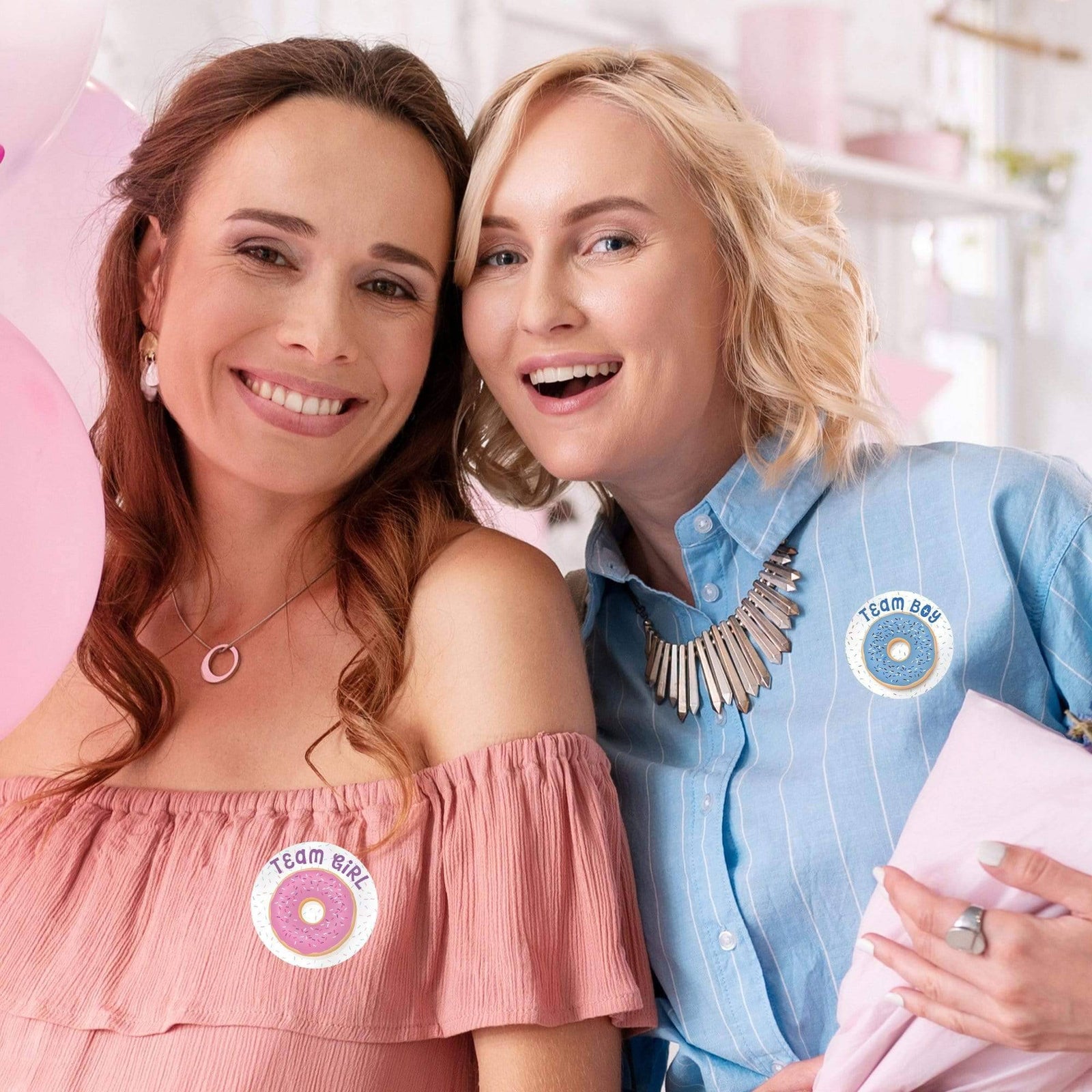 Donut Gender Reveal Party -Team Boy or Team Girl Stickers - 40 Stickers - Distinctivs Party