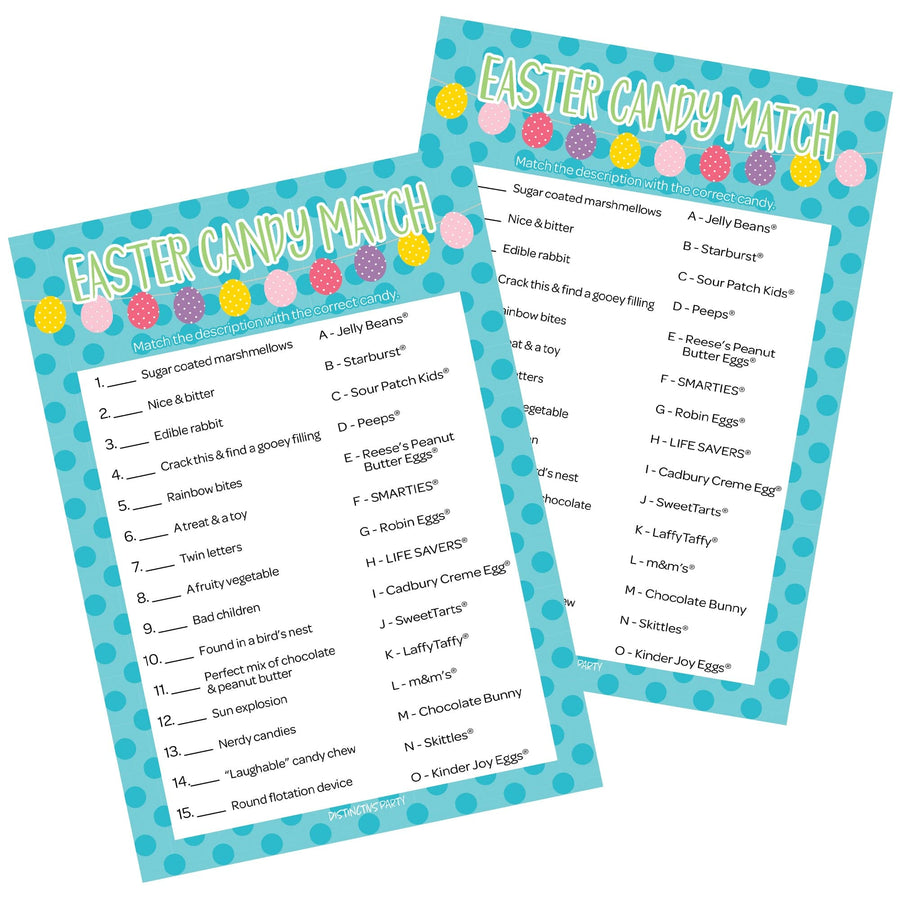 Easter Themed Candy Matching Classroom Party Game - 25 Count