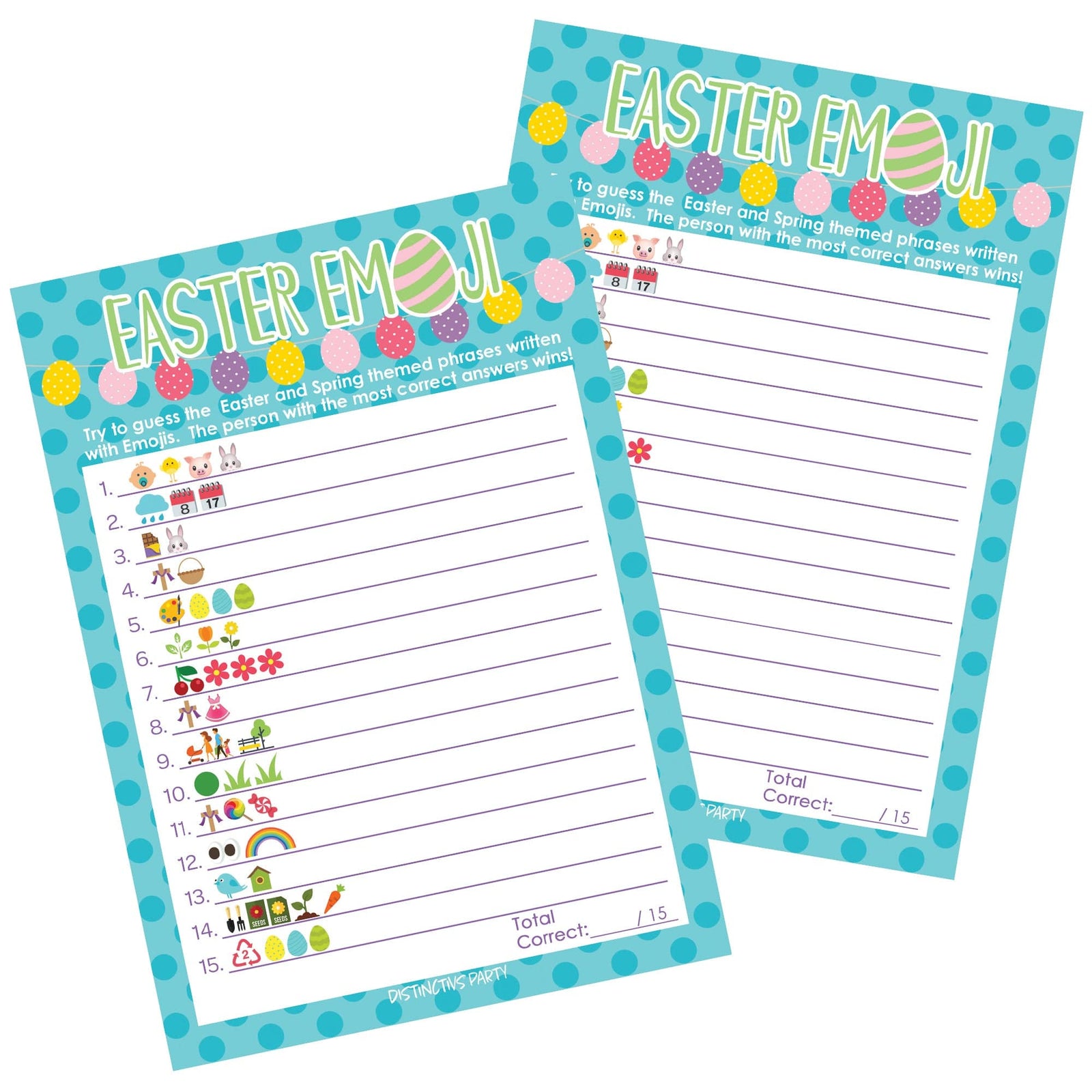 Easter Party Game: Emoji Game - Classroom Party - 25 Cards - Distinctivs Party