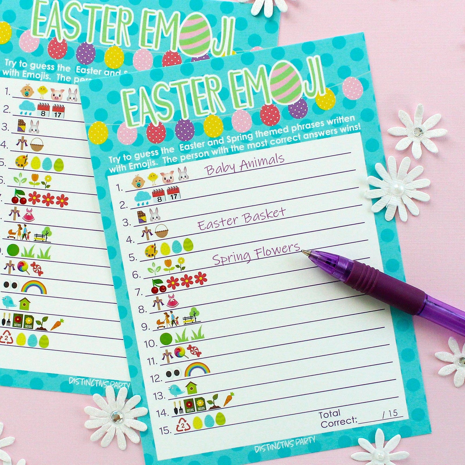 Easter Party Game: Emoji Game - Classroom Party - 25 Cards - Distinctivs Party