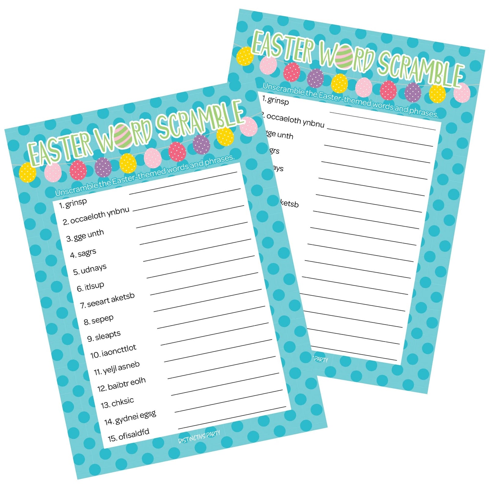 Easter Party Game: Word Scramble  - Classroom Party Game - 25 Cards - Distinctivs Party