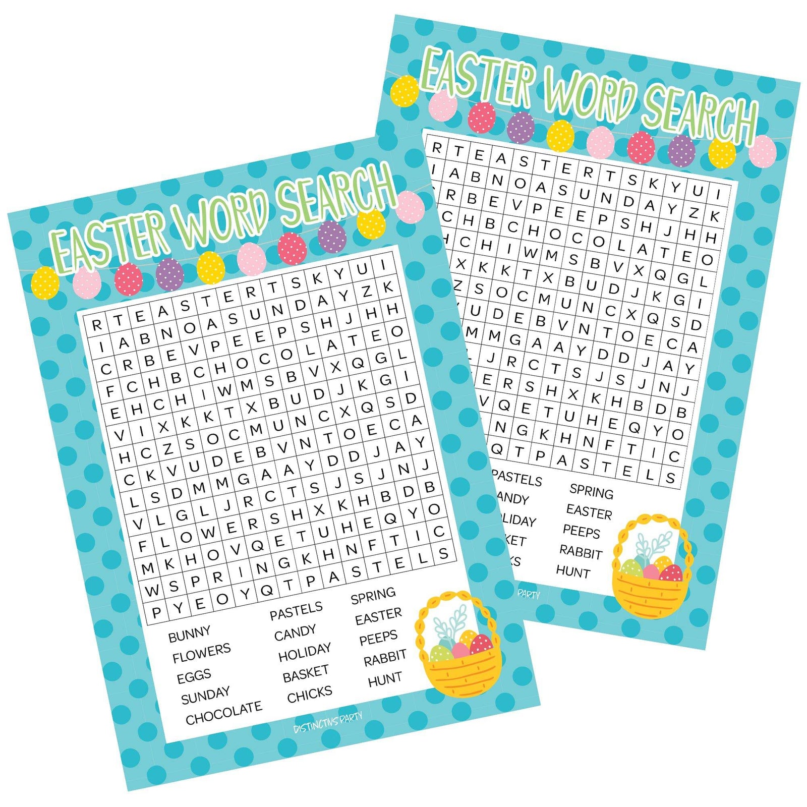 Easter Party Game: Word Search - Classroom Party Game - 25 Cards - Distinctivs Party