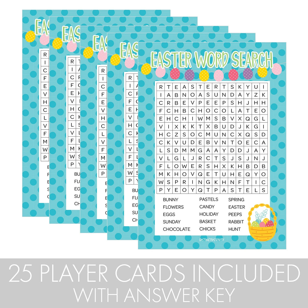 Easter Themed Word Search Classroom Party Game - 25 Player Cards