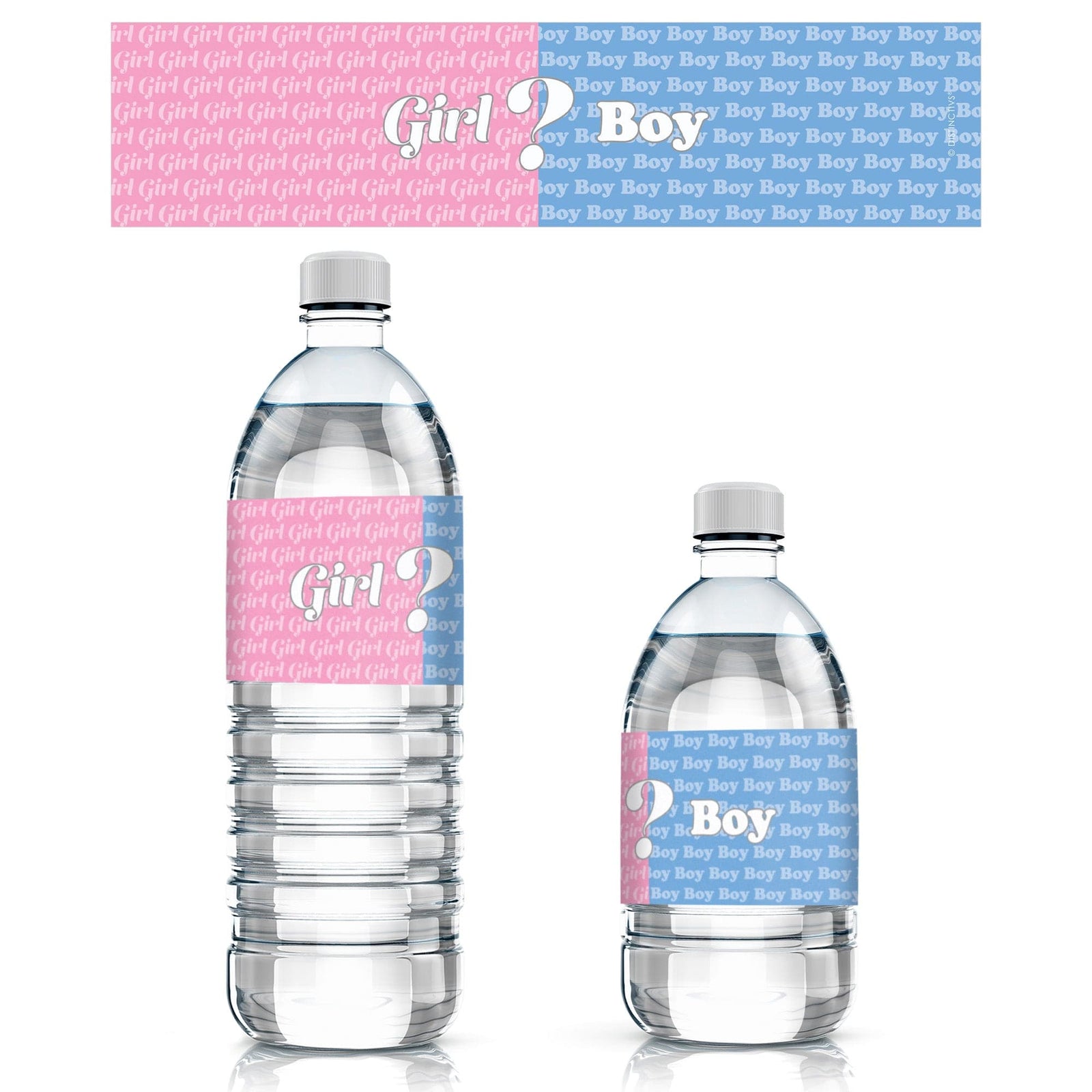 Gender Reveal Party: Little Man or Little Miss - Water Bottle Labels - 20 Waterproof Stickers - Distinctivs Party