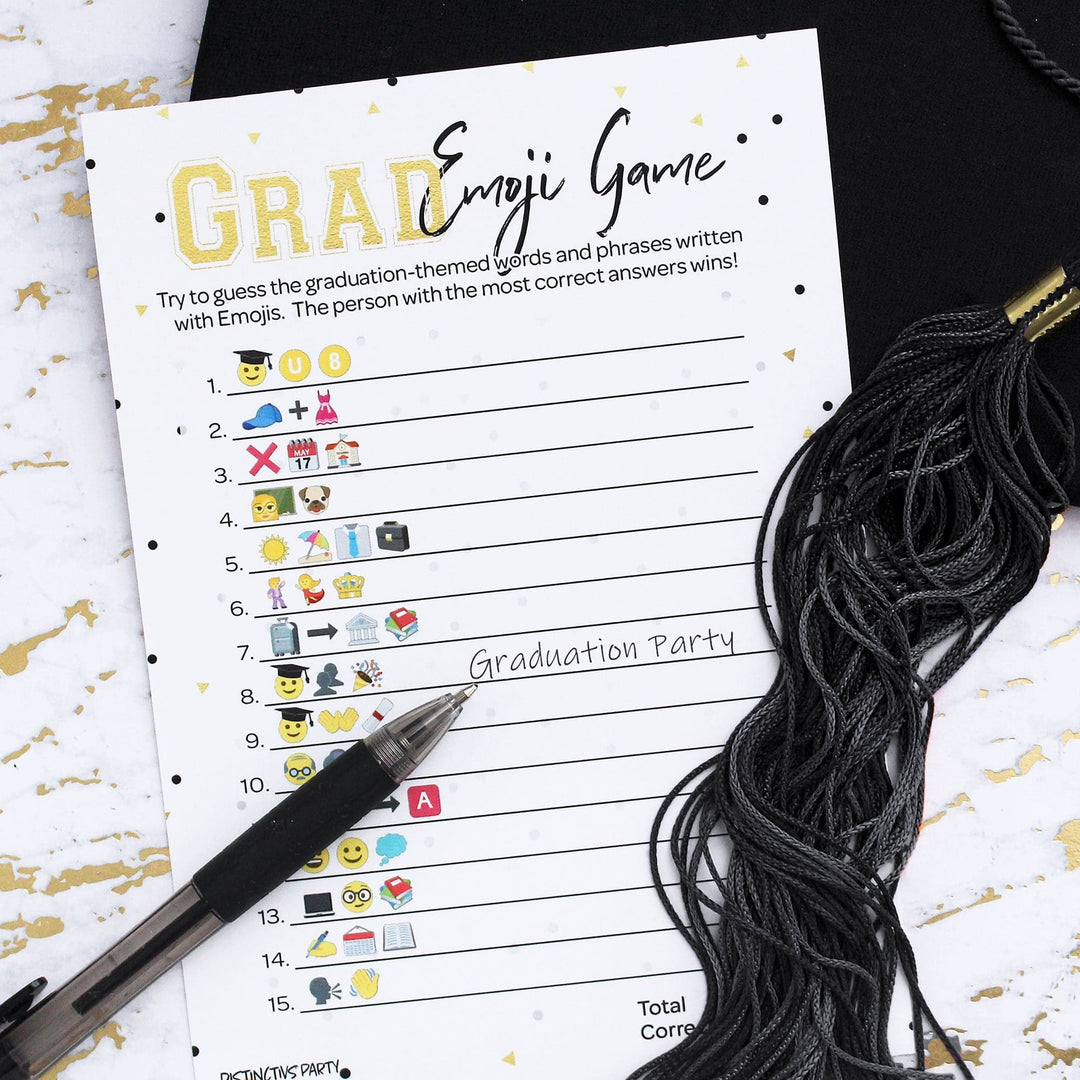 Graduation Emoji Decoding Game Graduation Emoji Game – Guess the Emoji Party Game | 25 Cards