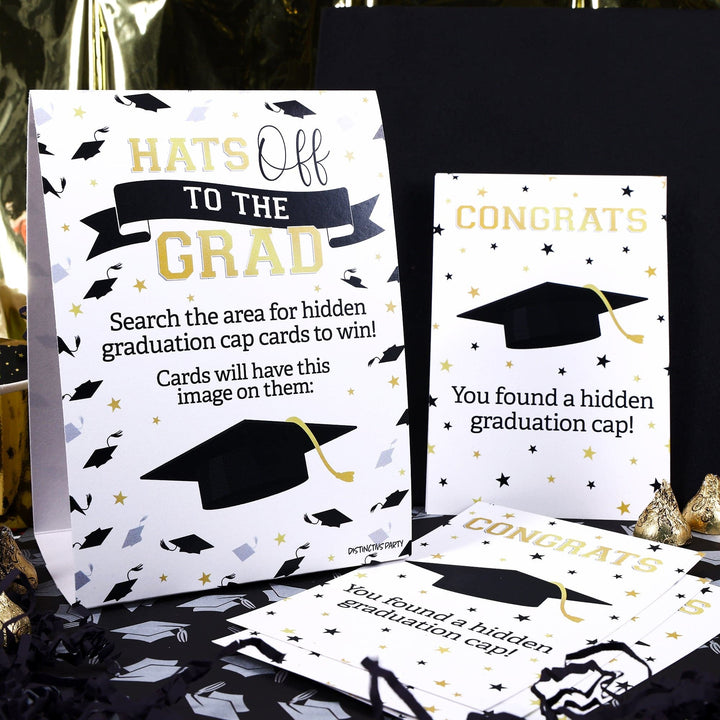 Clase de juego de fiesta de graduación de 2024: Búsqueda del tesoro - Cartel independiente y 10 tarjetas