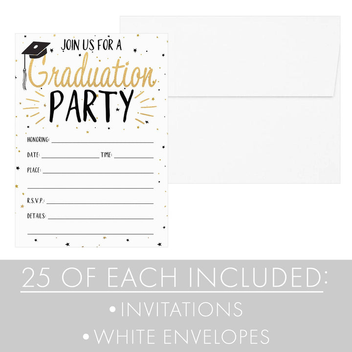 Graduation Party Invitation Cards with Envelopes - 25 Count