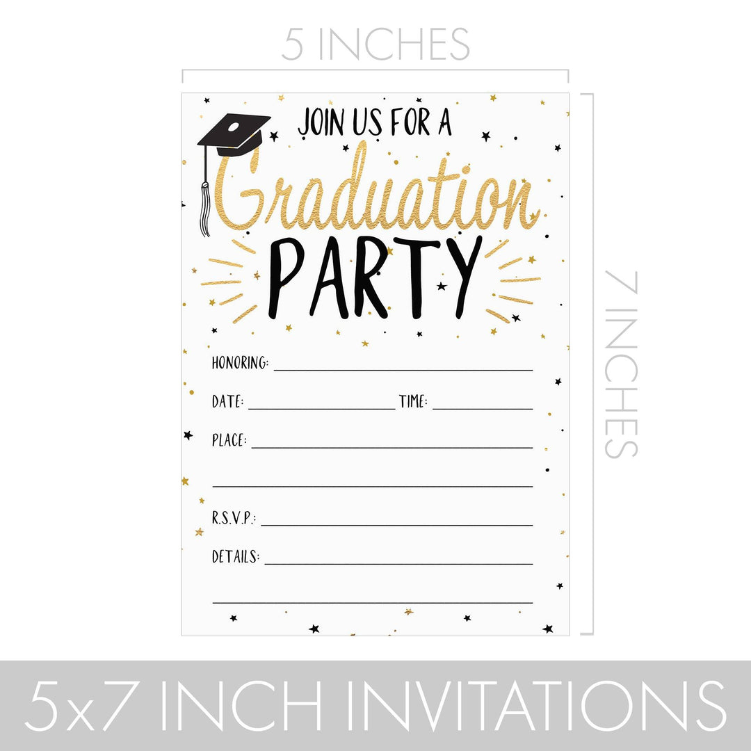 Graduation Party Invitation Cards with Envelopes - 25 Count