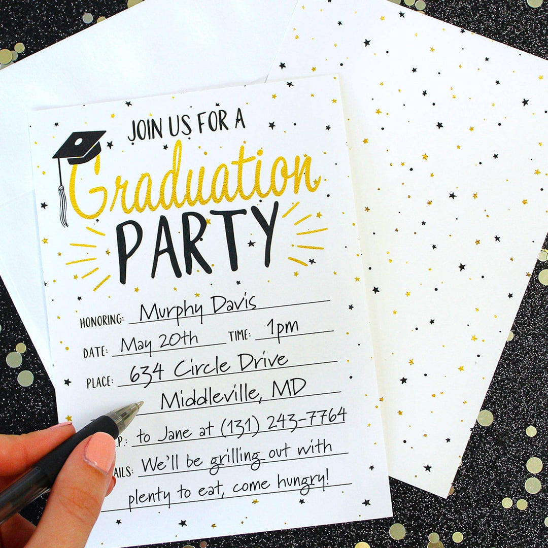 Graduation Party Invitation Cards with Envelopes - 25 Count