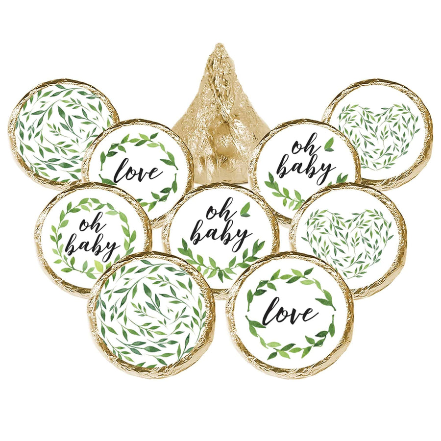 Greenery: Baby Shower Favor Stickers - 180 Stickers - Distinctivs Party