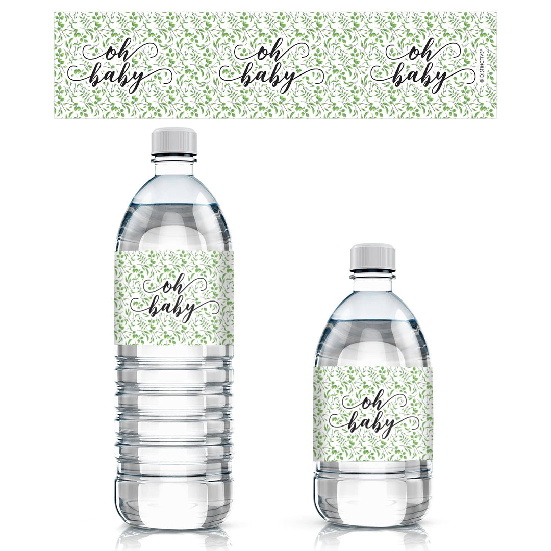 Greenery Baby Shower Water Bottle Labels, 24 Count
