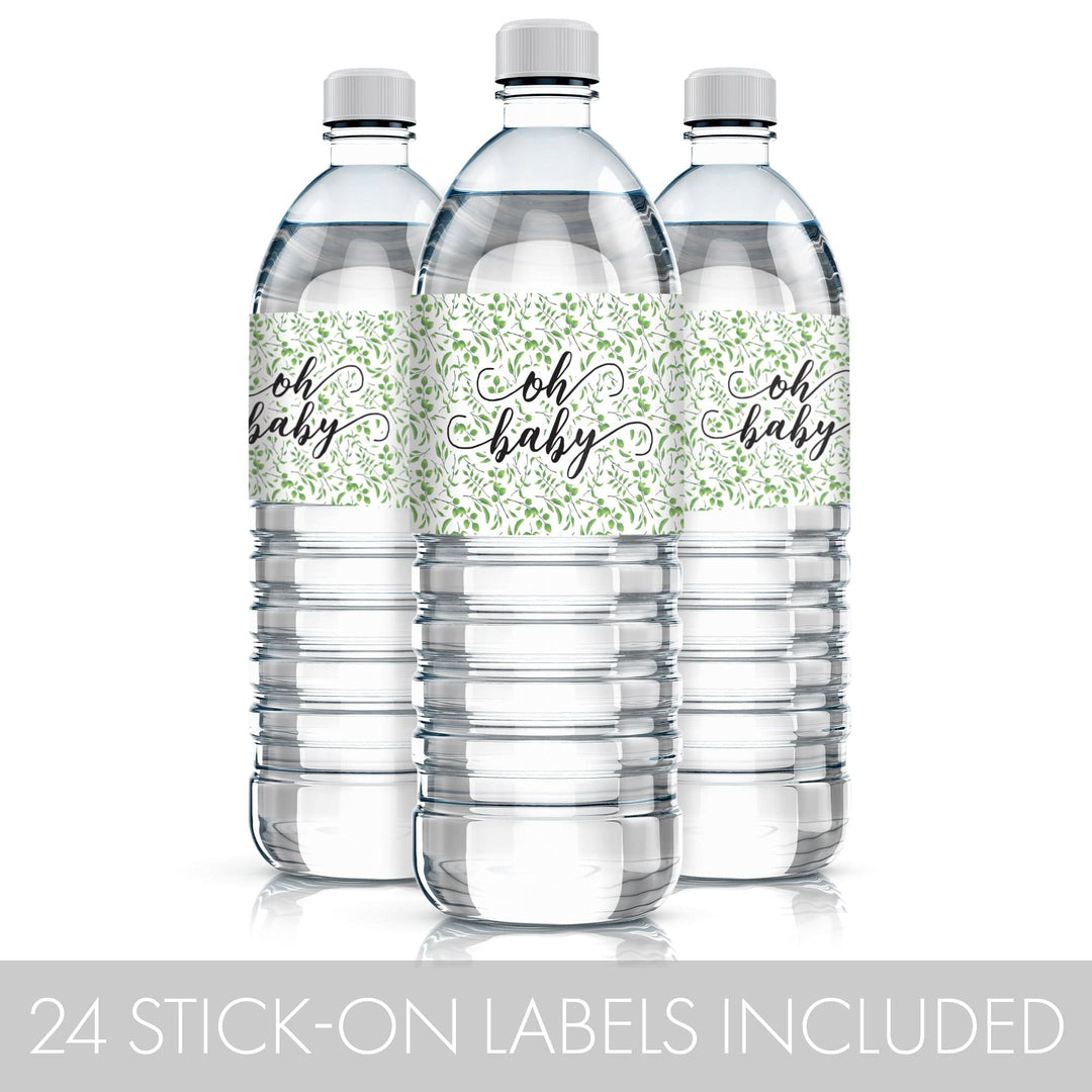 Greenery Baby Shower Water Bottle Labels, 24 Count