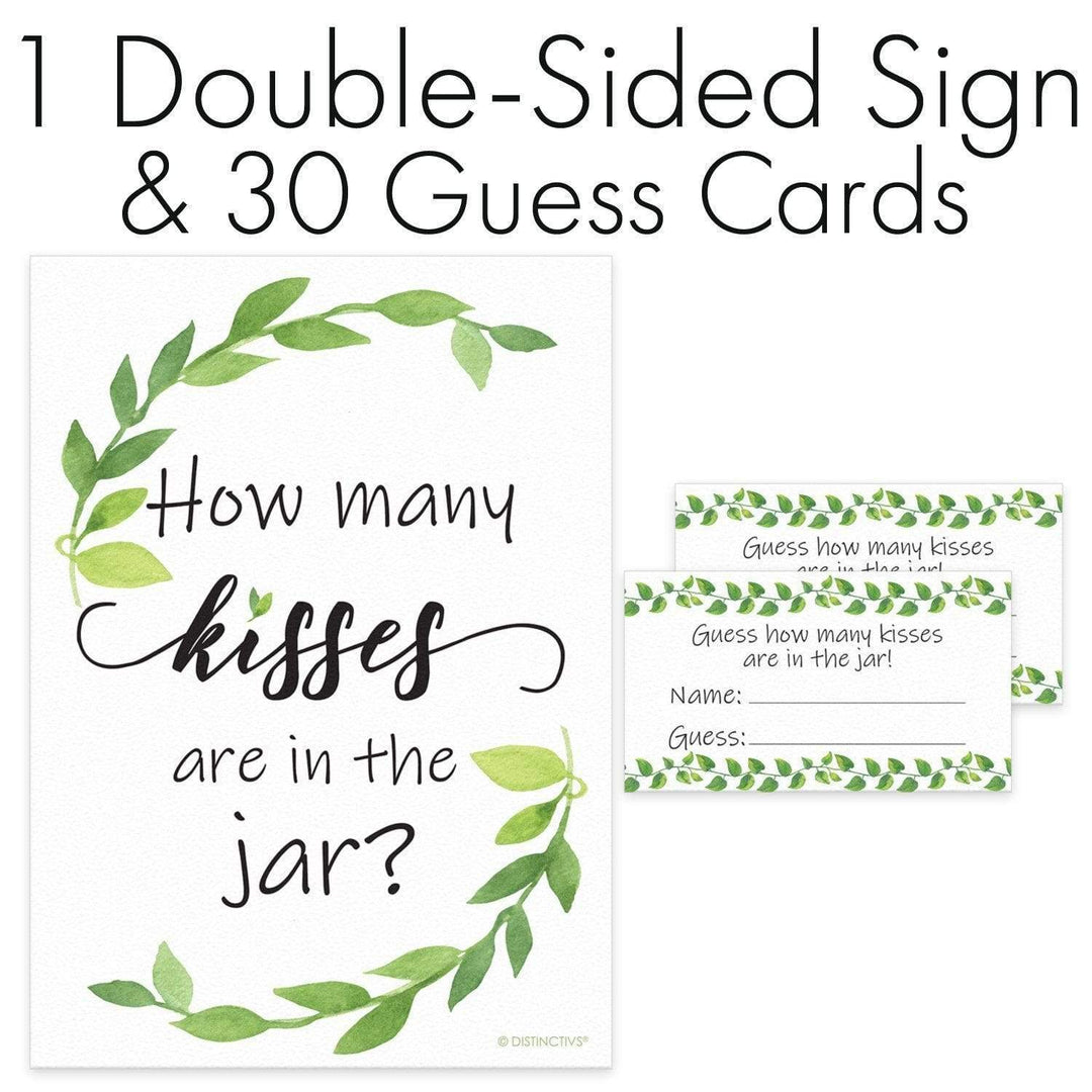 Sign with Cards Greenery How Many Kisses Game