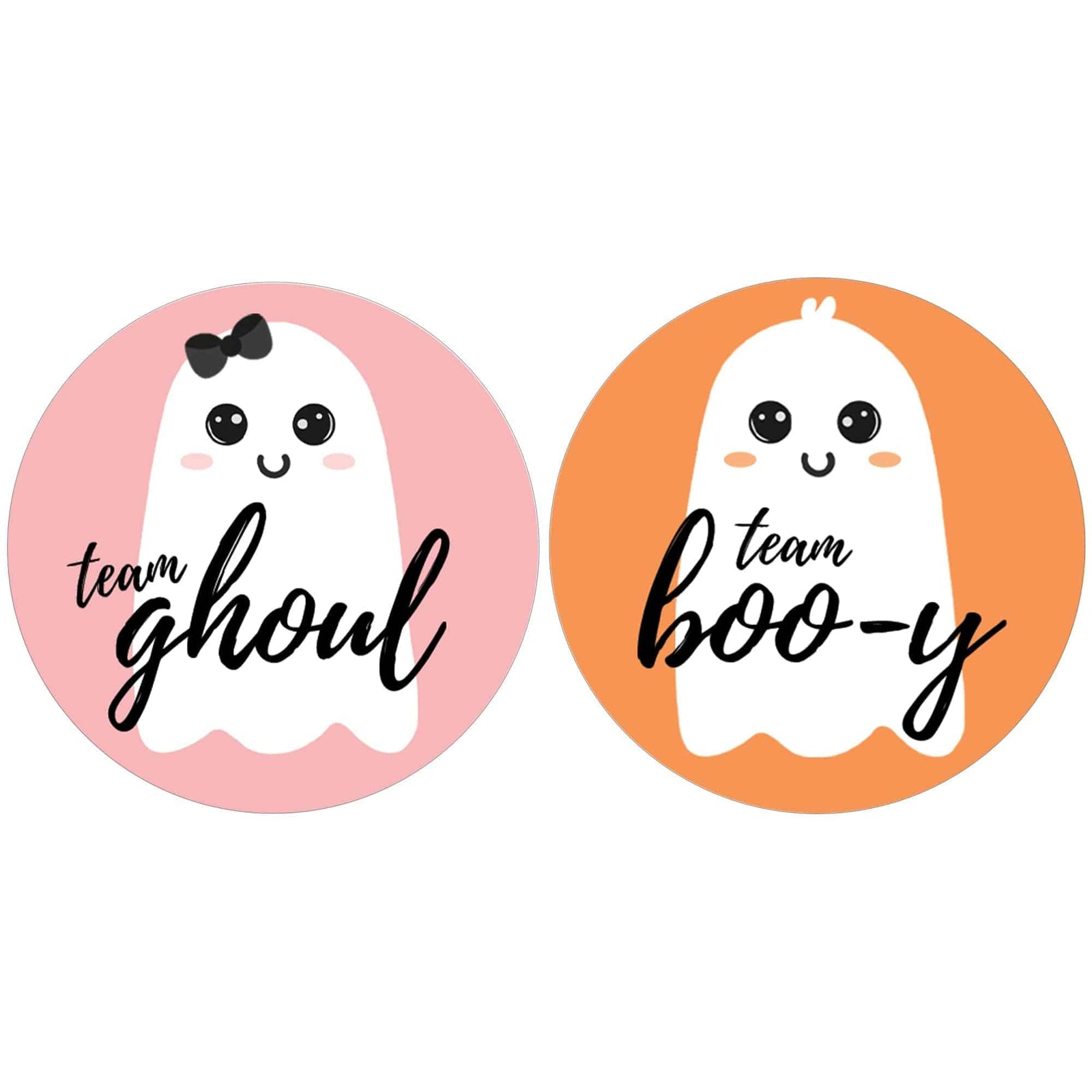 Halloween Gender Reveal Party: Little Boo - Fall Orange Team Boo-y or Pink Team Ghoul Voting Stickers - 40 Stickers - Distinctivs Party