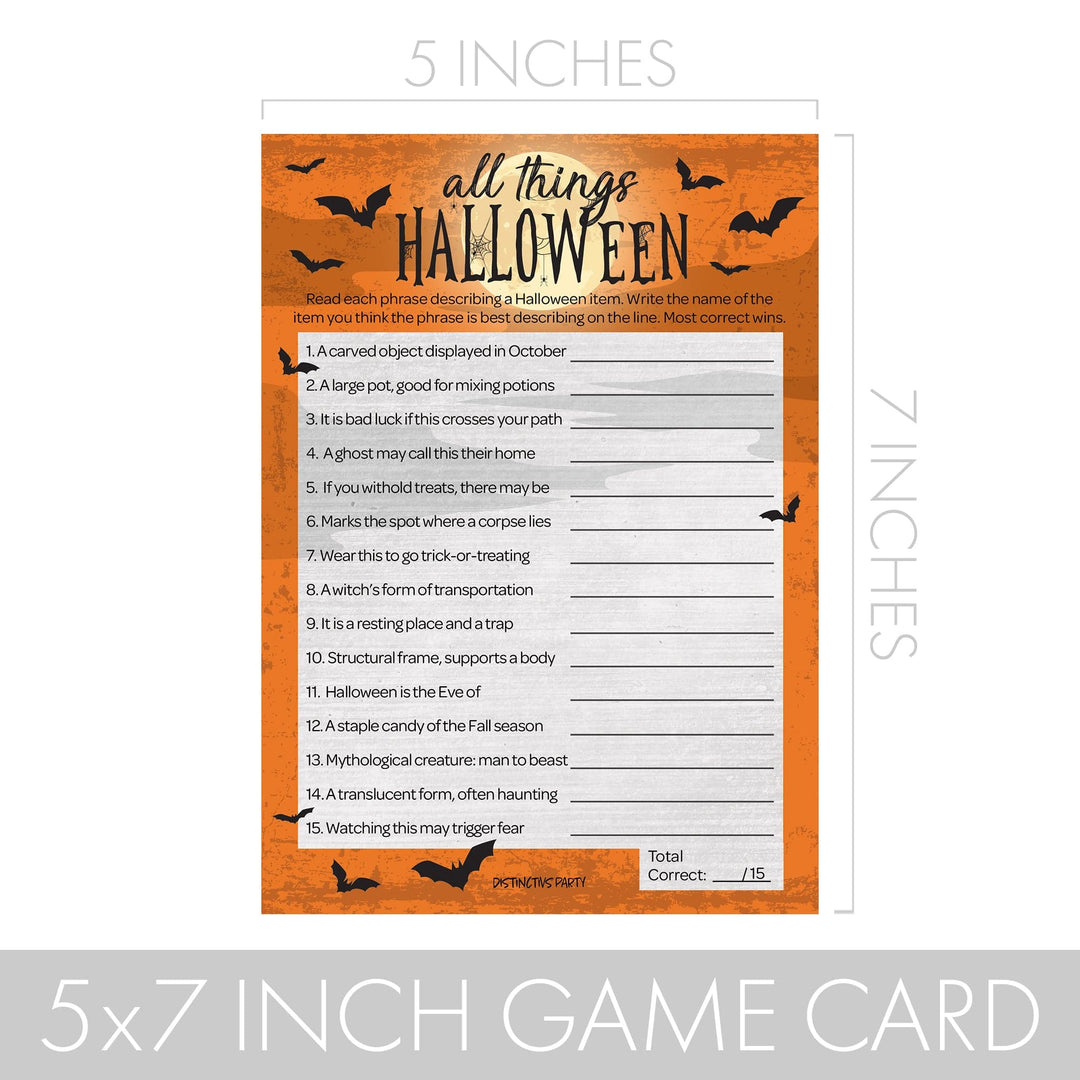 Halloween Party 2 Game Bundle - All Things Halloween and Match the Phobia - 25 Dual Sided Cards