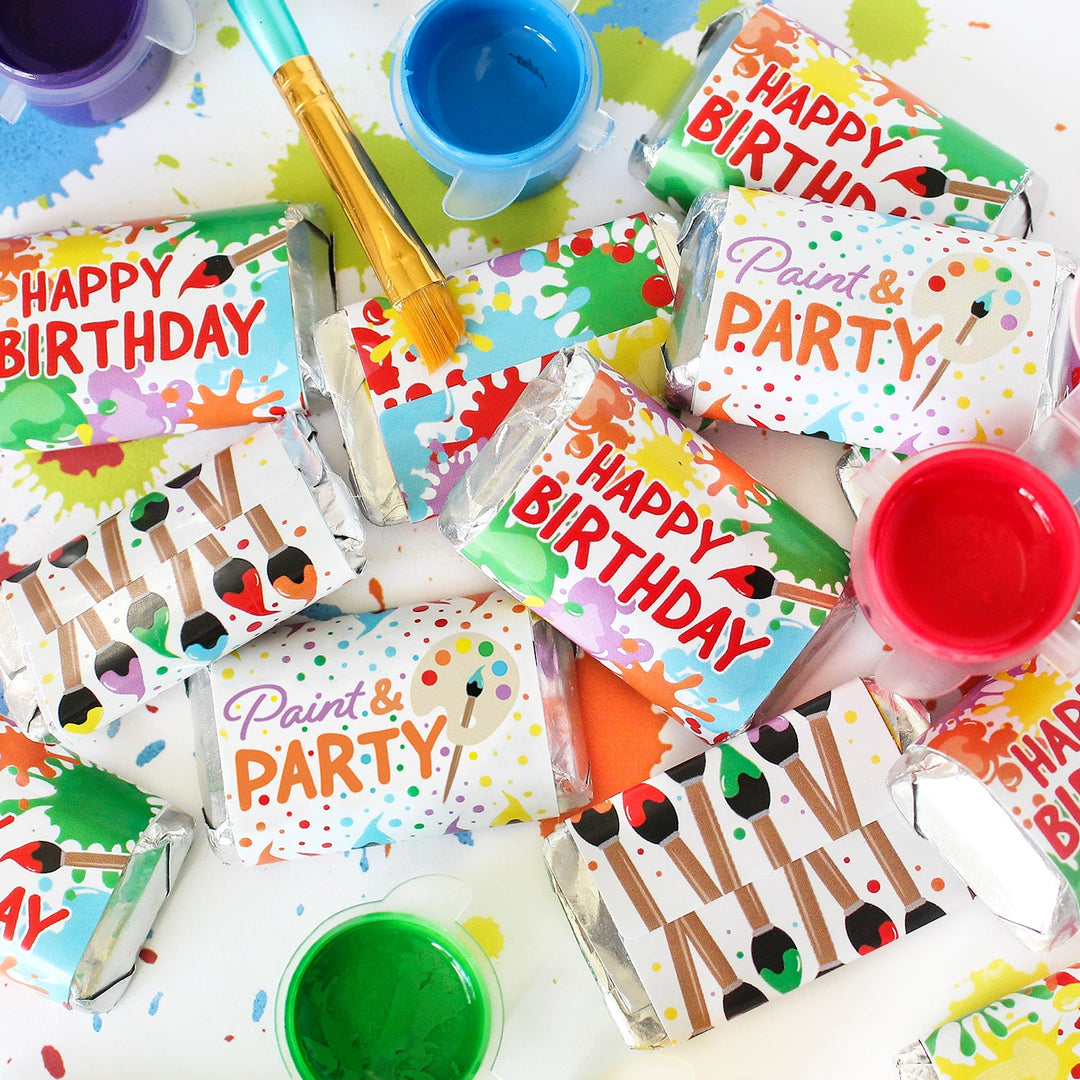Art & Painting: Kid's Birthday - Hershey's Miniatures Candy Bar Wrappers Stickers - 45 Stickers