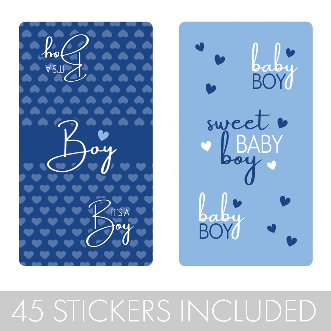 Blue It's a Boy Baby Shower Favor Stickers - Sweet Baby Boy