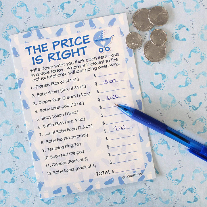 It's a Boy Blue Baby Shower Game - The Price Is Right (Set of 20)