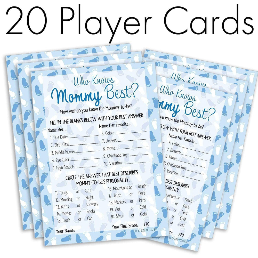It's a Boy Who Knows Mommy Best Baby Shower Game - 20 Cards