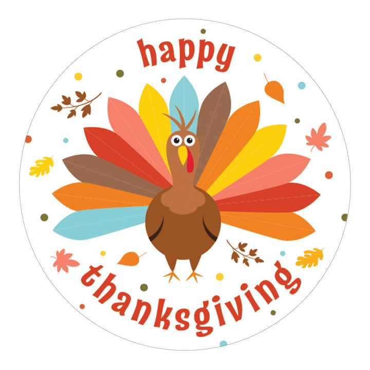 Kid's Thanksgiving Circle Label Stickers - 40 Pack