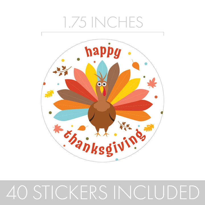 Kid's Thanksgiving Circle Label Stickers - 40 Pack