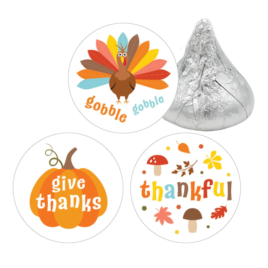 Kid's Thanksgiving Stickers - Fits on Hershey's Kisses - 180 Pack - Distinctivs Party