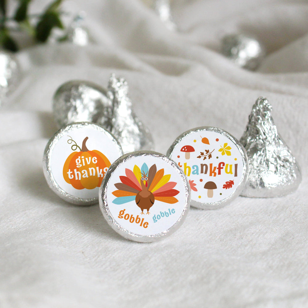 Kid's Thanksgiving Stickers - Fits on Hershey's Kisses - 180 Pack - Distinctivs Party