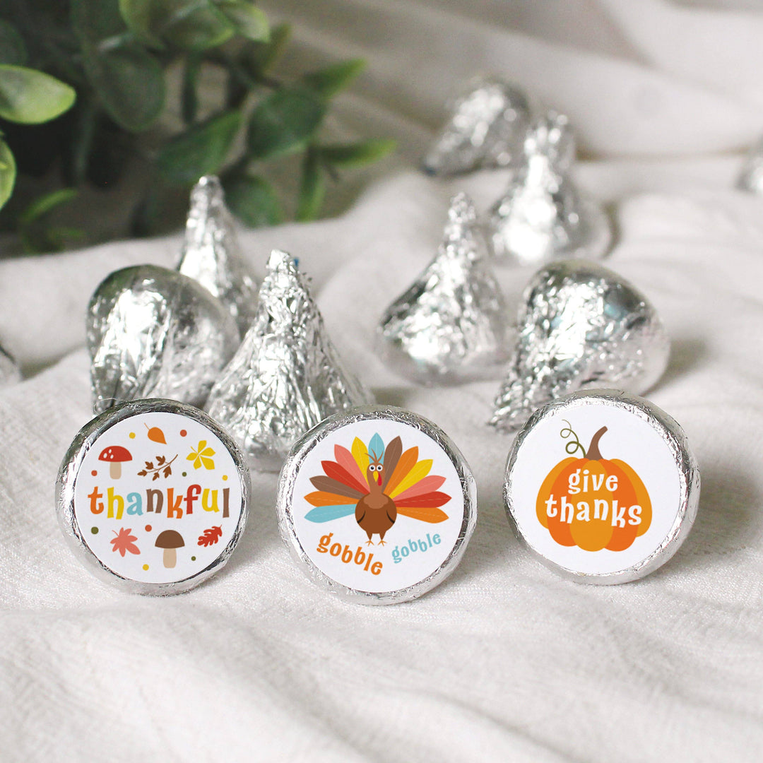 Kid's Thanksgiving Stickers - Fits on Hershey's Kisses - 180 Pack