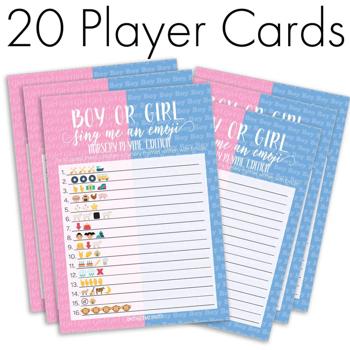 Lashes or 'Staches Gender Reveal Party Emoji Game Cards - 20 count