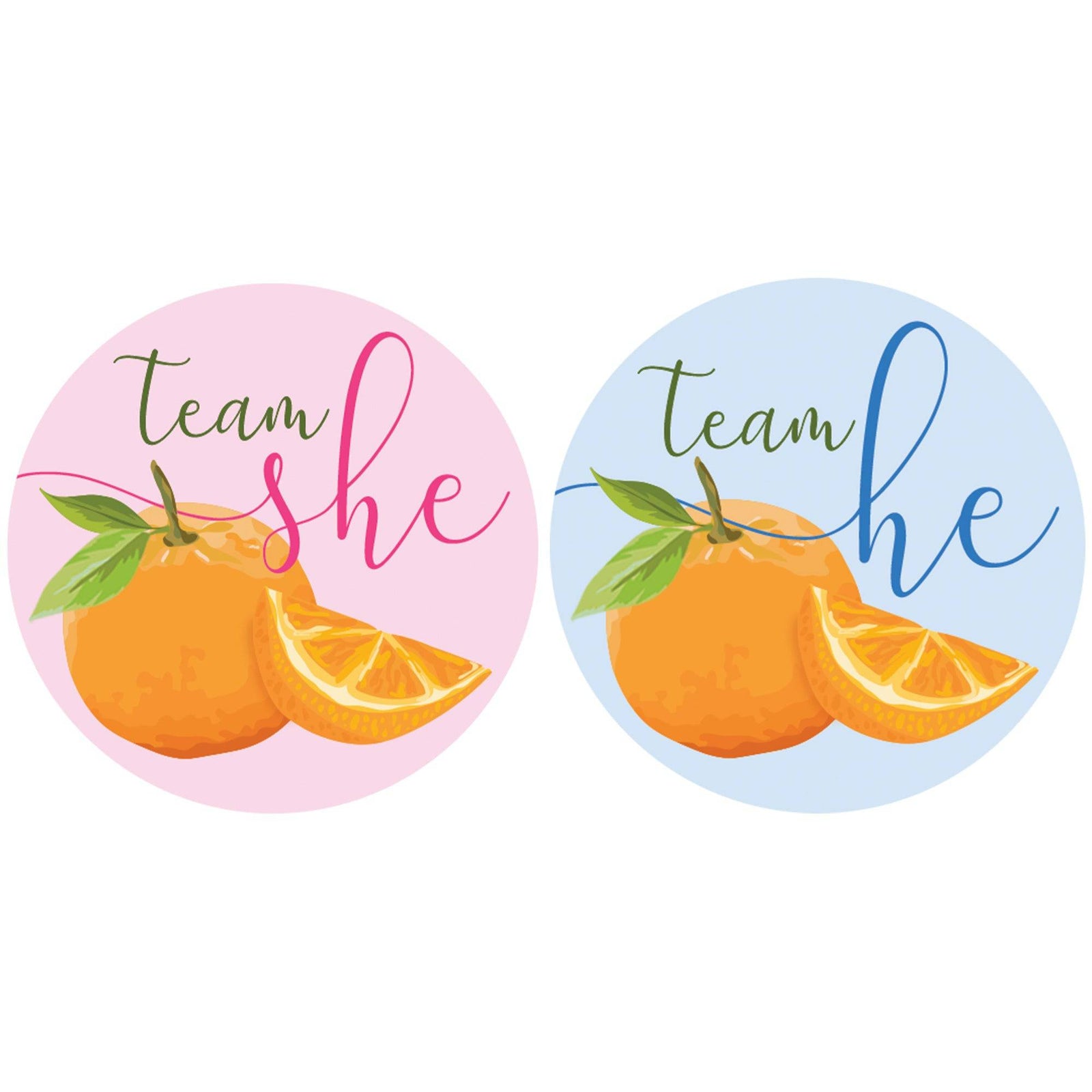 Little Cutie: Baby Gender Reveal Party - Team He or Team She Stickers - 40 Stickers - Distinctivs Party