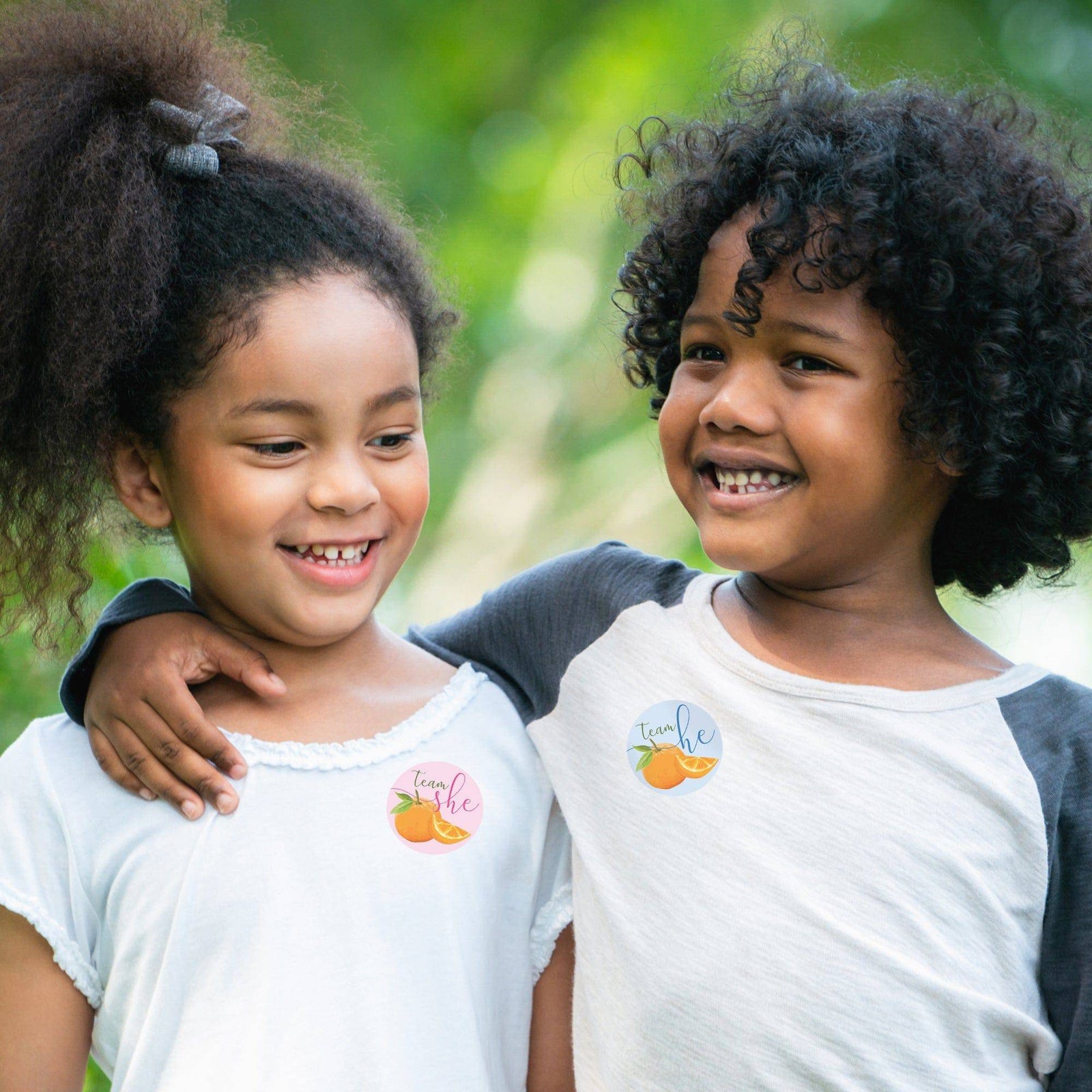 Little Cutie: Baby Gender Reveal Party - Team He or Team She Stickers - 40 Stickers - Distinctivs Party