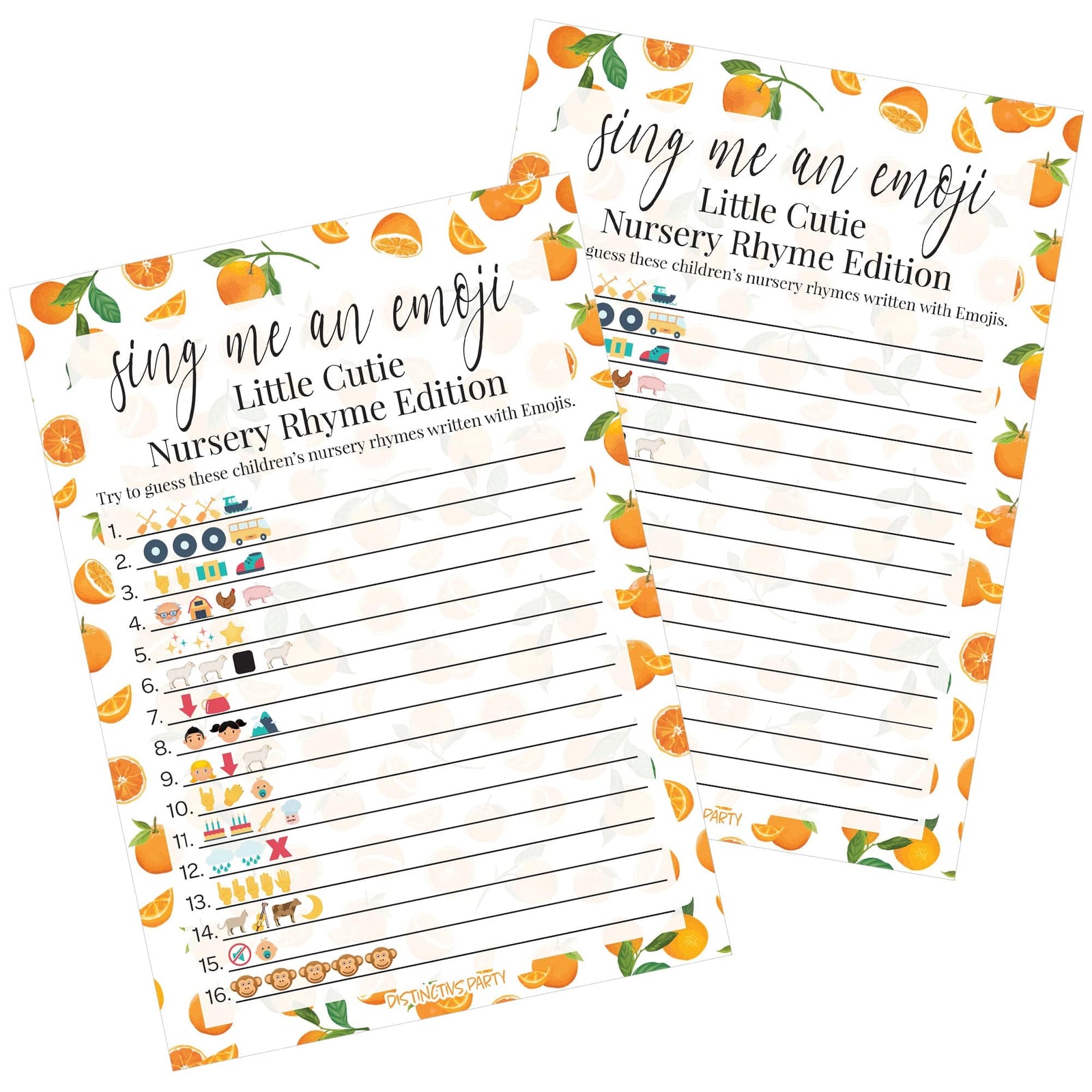 Little Cutie: Baby Shower Game - Guess the Nursery Rhyme Emoji Game Cards - 20 count - Distinctivs Party