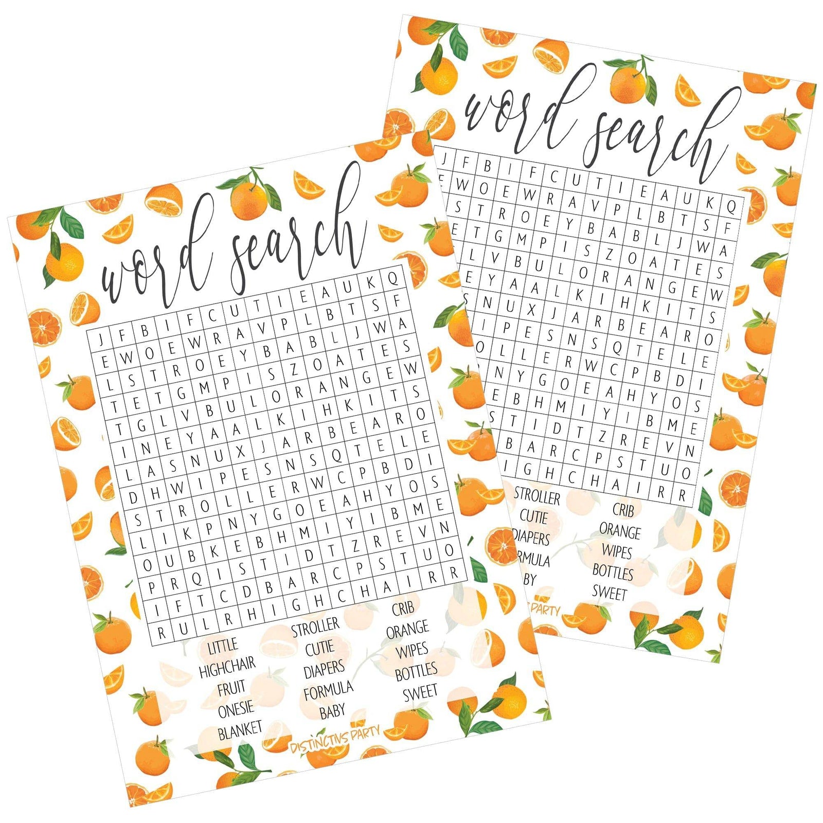 Little Cutie: Baby Shower Game: Word Search - 20 Cards - Distinctivs Party