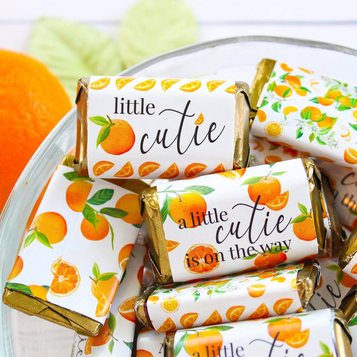 Little Cutie: Baby Shower - Hershey's Miniatures Candy Bar Wrappers Stickers - 45 Stickers - Distinctivs Party