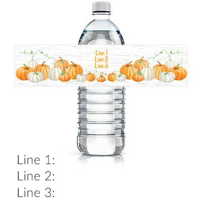 Little Pumpkin: Orange -  Baby Shower - Water Bottle Label Stickers - Waterproof - 24 Pack - Distinctivs Party